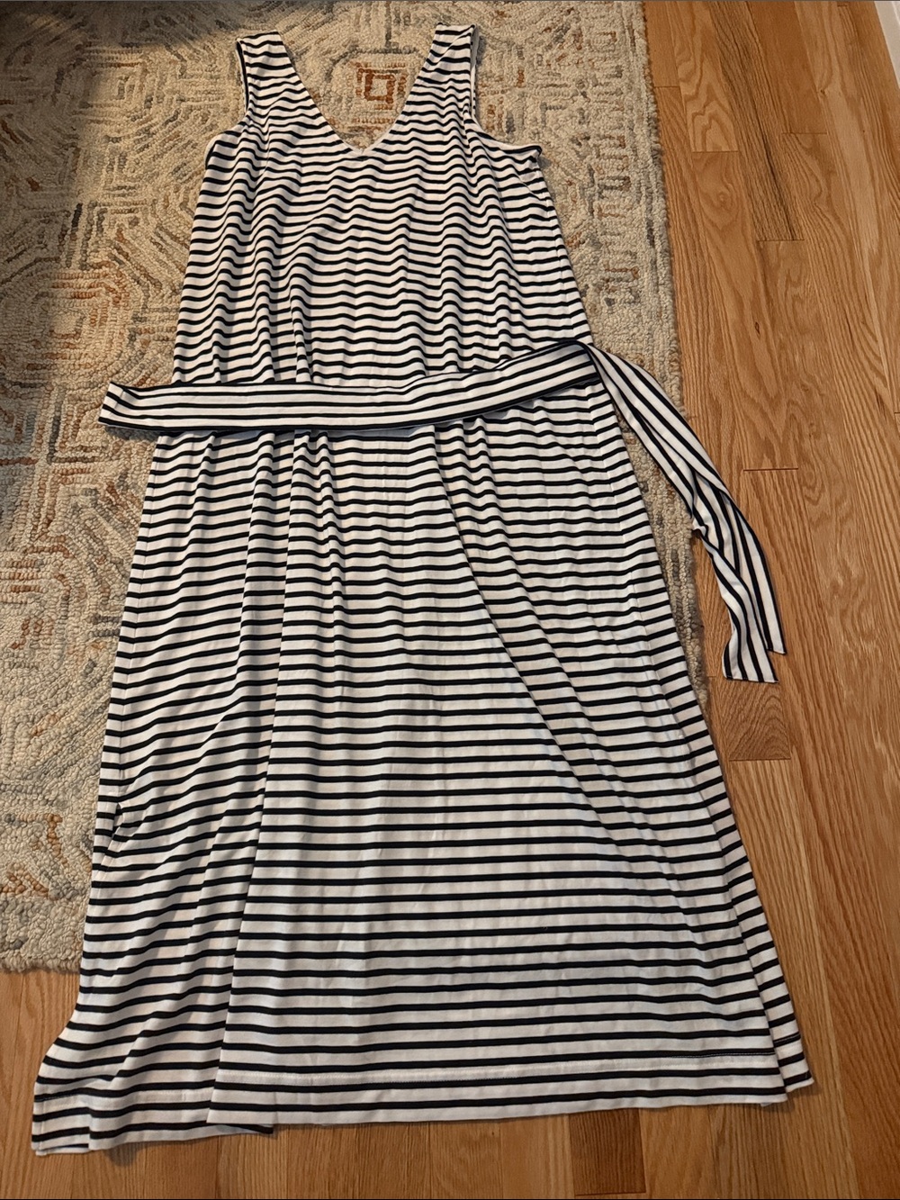 Vineyard Vines Navy and White Striped Maxi Dress with Self-Tie Belt